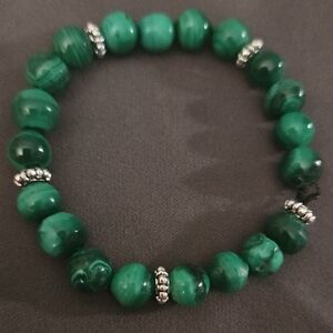 Authentic Malachite Bracelet with Silver Accents